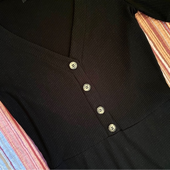 Reformation Cardinal Black Ribbed Knit Mini Dress - Picture 5 of 7